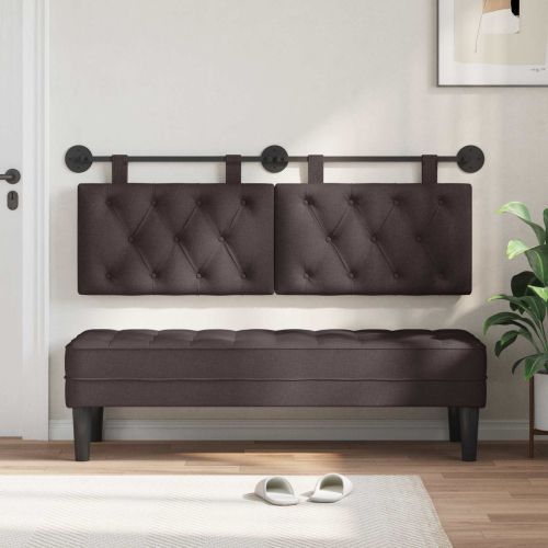 Висяща табла Тъмен кафяв 150 x 55 x 7 см текстил