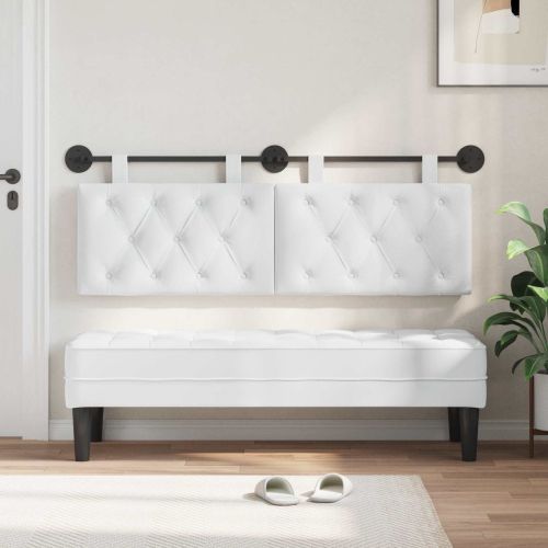 Висяща табла Монтиране на стена Бял 150 x 55 x 7 см текстил