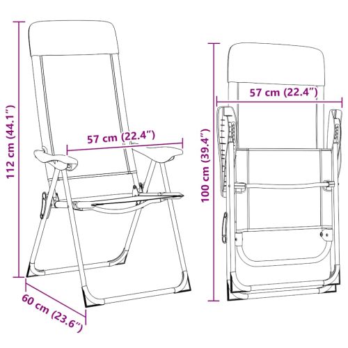 Сгъваеми къмпинг столове, 2 бр, кремави, алуминий
