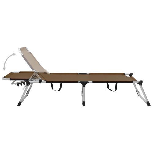 Изключително висок сгъваем шезлонг за възрастни кафяв алуминий