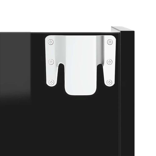 Шкаф за обувки, черен гланц, 60x18x60 см, инженерно дърво