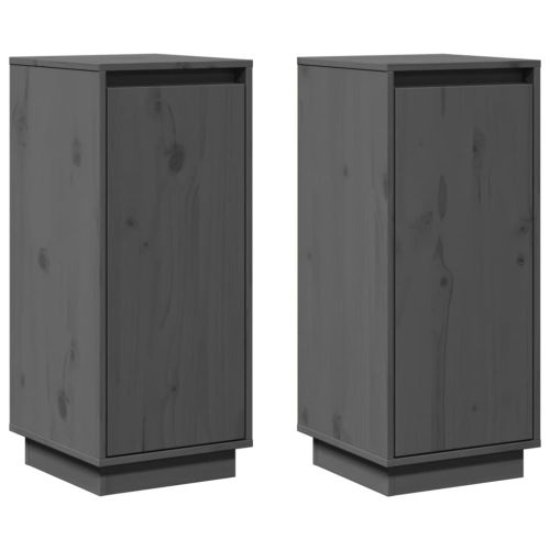 Сайдборди, 2 бр, сиви, 31,5x34x75 см, бор масив