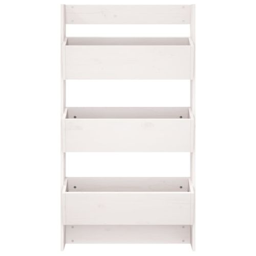 Стенни кашпи 3 нива 60x18,5x110 см бели бор масивна дървесина