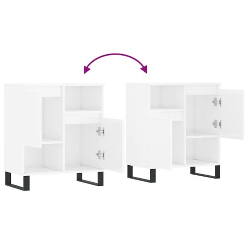 Сайдборд, бял гланц, 60x35x70 см, инженерно дърво