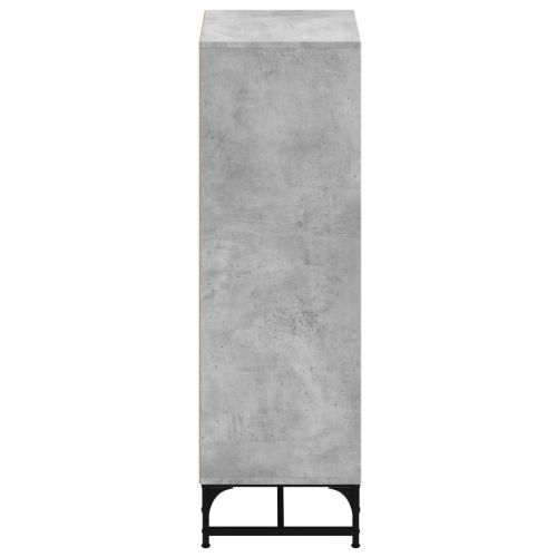 Висок шкаф със стъклени врати, бетонно сив, 35x37x120 см