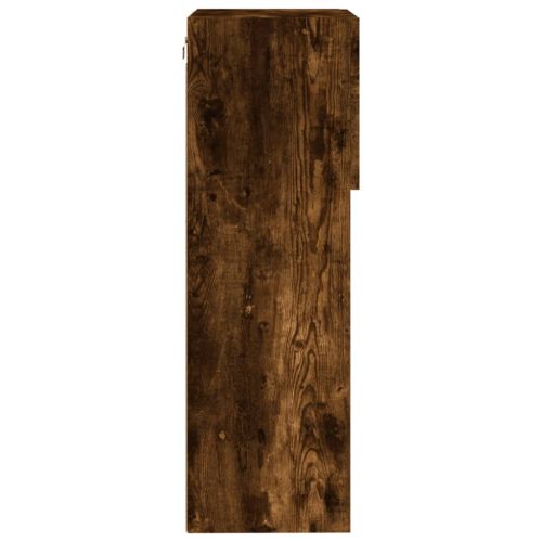 ТВ шкаф с LED осветление, опушен дъб, 40,5x30x90 см