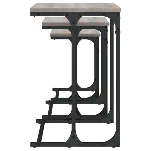 Стифиращи кафе маси, 3 бр, сив сонома, инженерно дърво