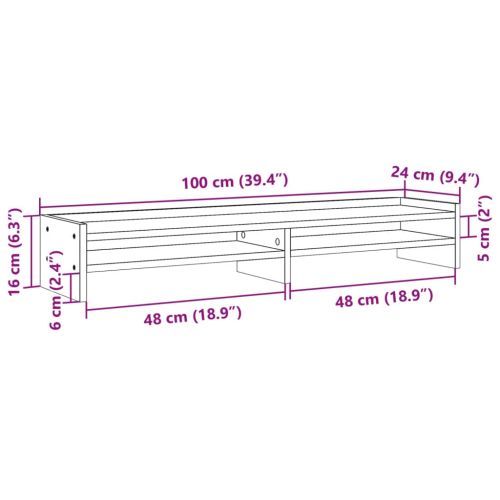 Поставка за монитор, дъб сонома, 100x24x16 см, инженерно дърво