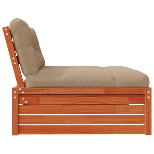 Градинен среден диван Масивна боровина Восъчен Кафяв