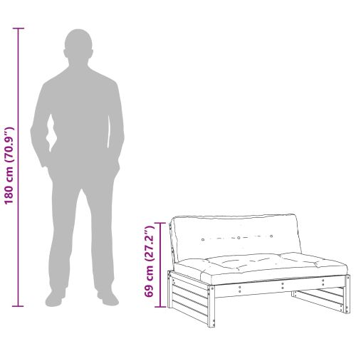 Градинен среден диван Масивна боровина Восъчен Кафяв