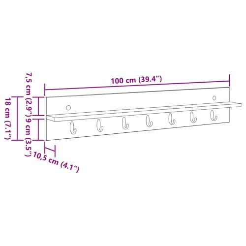 Стенен закачалка за палта Циментено сиво 100 x 10,5 x 18 см