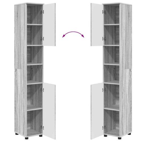 Шкаф за баня със съхранение с врата Сив Сонома 30 x 35 x 192 см