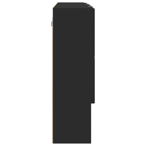 Шкаф с огледало с врата Черно 80 x 17 x 55 см Инженерно дърво