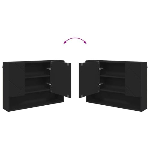 Шкаф с огледало с врата Черно 80 x 17 x 55 см Инженерно дърво