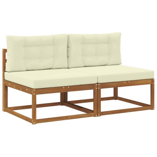 Среден диван за открито 2 Брой Естествен Солидно акациево дърво