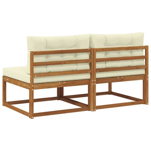 Среден диван за открито 2 Брой Естествен Солидно акациево дърво