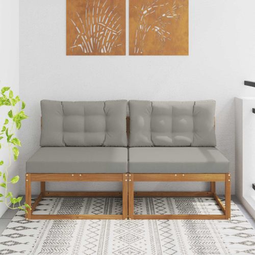 Среден диван за открито 2 Брой Естествен Солидно акациево дърво