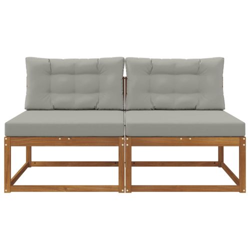 Среден диван за открито 2 Брой Естествен Солидно акациево дърво