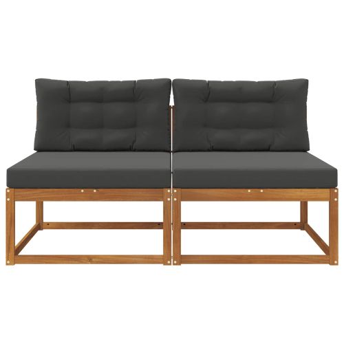 Среден диван за открито 2 Брой Естествен Солидно акациево дърво