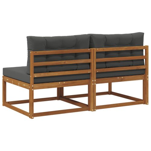 Среден диван за открито 2 Брой Естествен Солидно акациево дърво