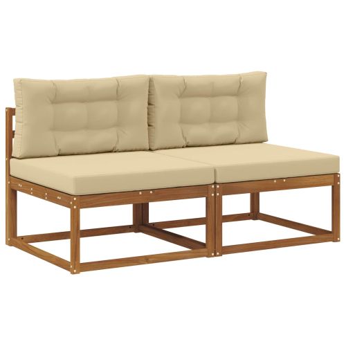 Среден диван за открито 2 Брой Естествен Солидно акациево дърво