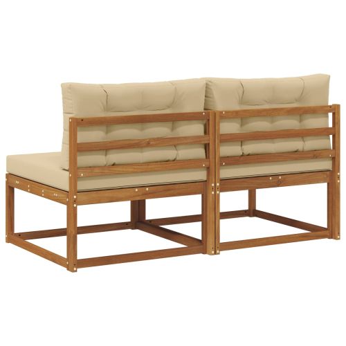 Среден диван за открито 2 Брой Естествен Солидно акациево дърво