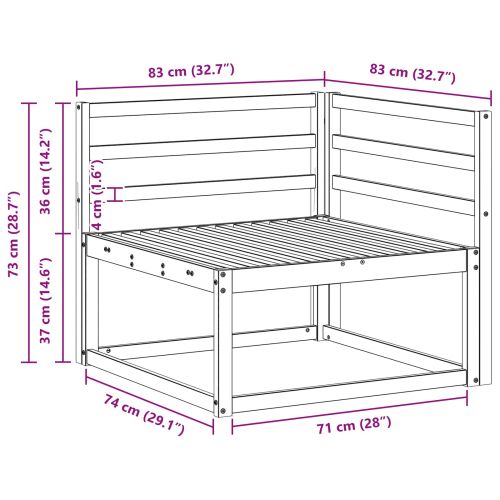 Външен ъглов диван Естествен 83 x 83 x 73 см