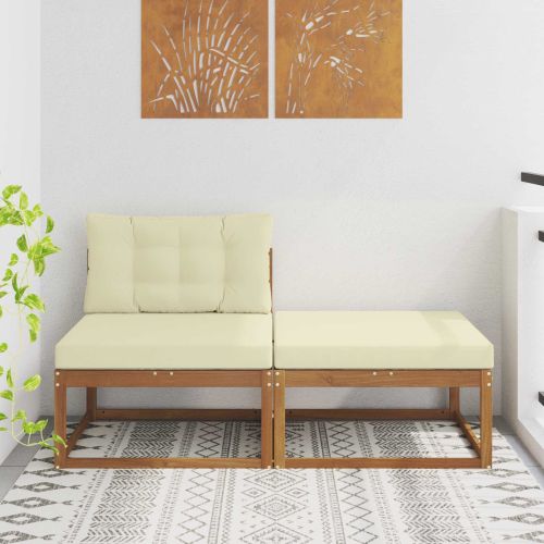 Секционен диван 2 Брой Естествен Солидно акациево дърво