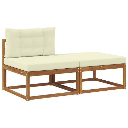 Секционен диван 2 Брой Естествен Солидно акациево дърво