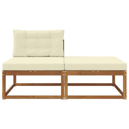 Секционен диван 2 Брой Естествен Солидно акациево дърво