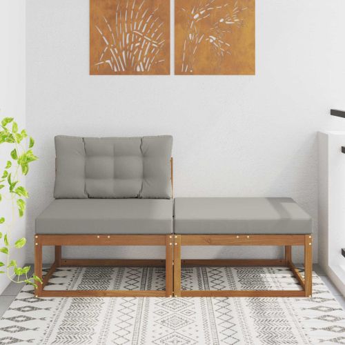 Секционен диван 2 Брой Естествен Солидно акациево дърво