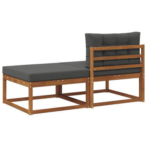 Секционен диван 2 Брой Естествен Солидно акациево дърво