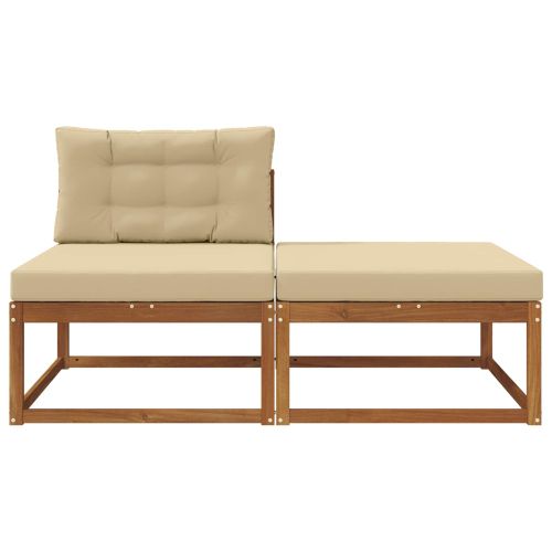 Секционен диван 2 Брой Естествен Солидно акациево дърво