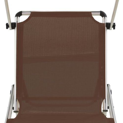 312461 Folding Sun Loungers with Roof 2 pcs Aluminium&Textilene Brown