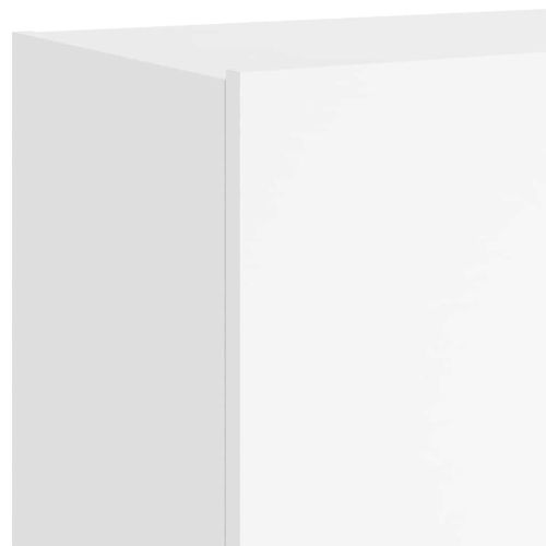 Стенен ТВ шкаф с LED осветление, бял, 100x35x41 см