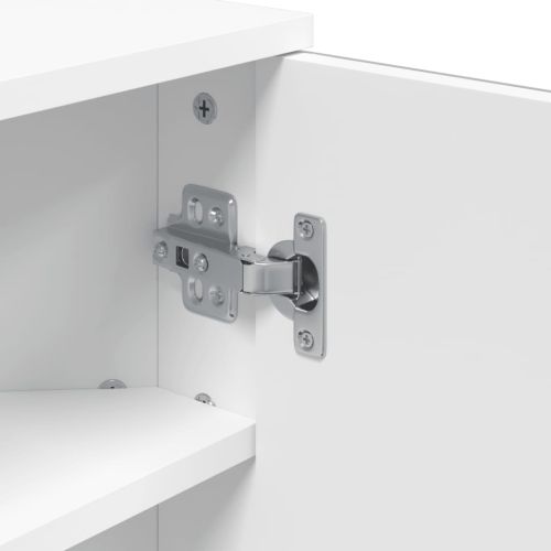 Ъглов шкаф с огледало за баня бял 30x24x60 см