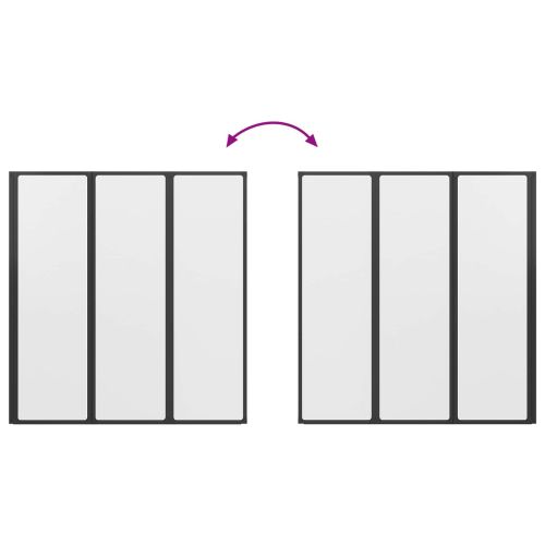 Душ параван Черен 132 x 2 x 140 см Алуминий и PP