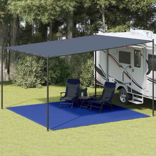 Килим за палатка, 400x400 см, син, HDPE