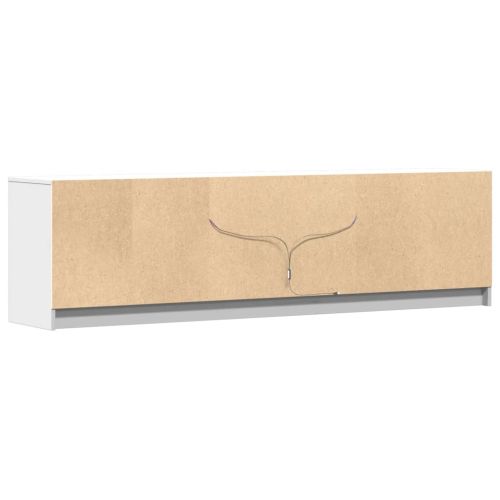 ТВ шкаф с LED, бял, 180x34x50 см, инженерно дърво