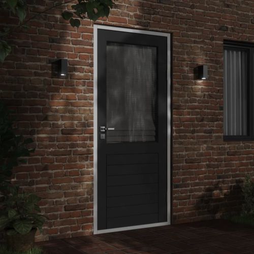 Външни стенни лампи, 2 бр, черен, лят алуминий