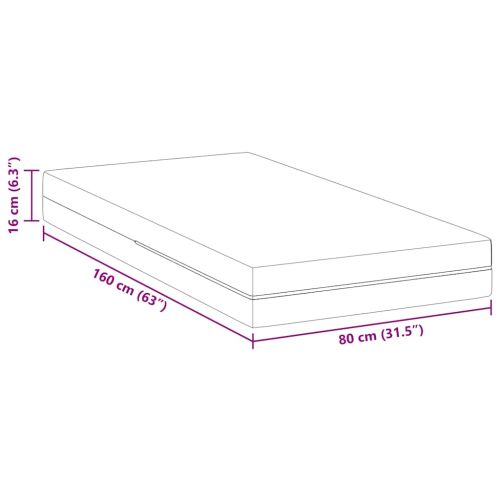 Матрак Бяло 80 x 160 cm Жакардова материя
