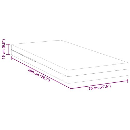 Матрак Бяло 70 x 200 cm Жакардова материя