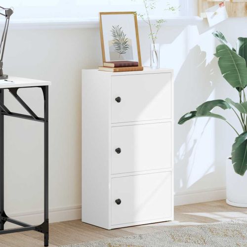 Библиотека, бяла, 40x24x77 см, инженерно дърво