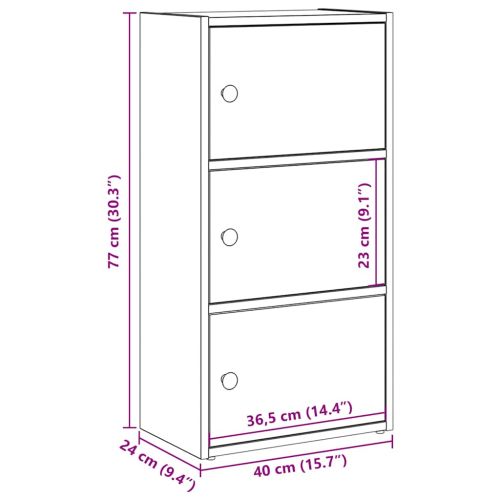 Библиотека, бяла, 40x24x77 см, инженерно дърво