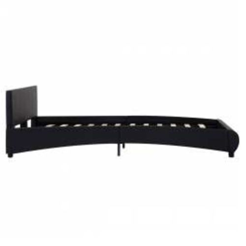 Рамка за легло с LED, черна, изкуствена кожа, 140x200 cм