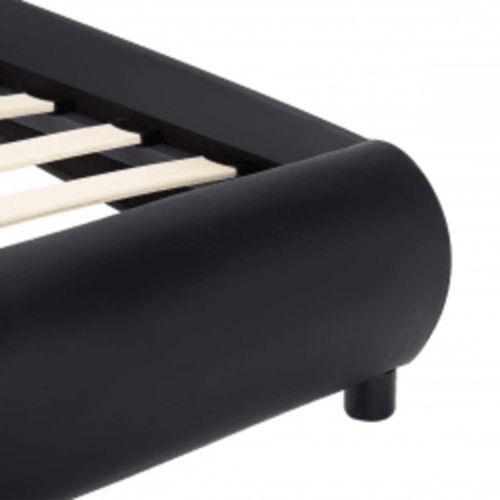 Рамка за легло с LED, черна, изкуствена кожа, 140x200 cм