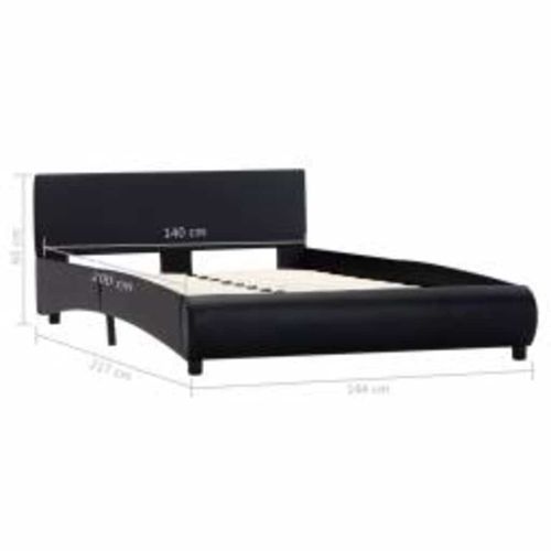 Рамка за легло с LED, черна, изкуствена кожа, 140x200 cм