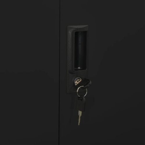 Офис шкаф, черен, 90x40x180 см, стомана