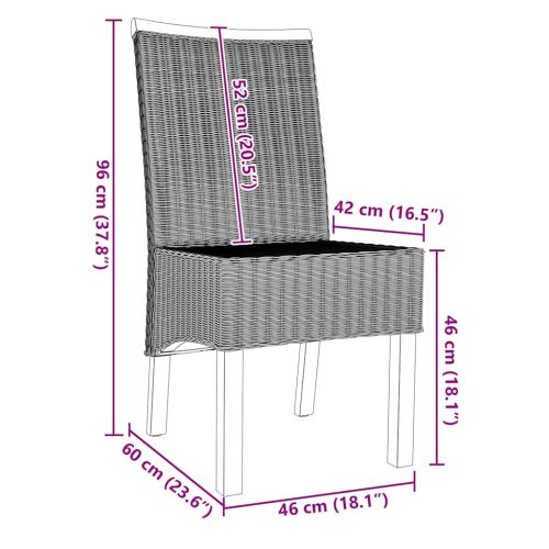 Трапезни столове, 2 бр, кафяви, естествен ратан