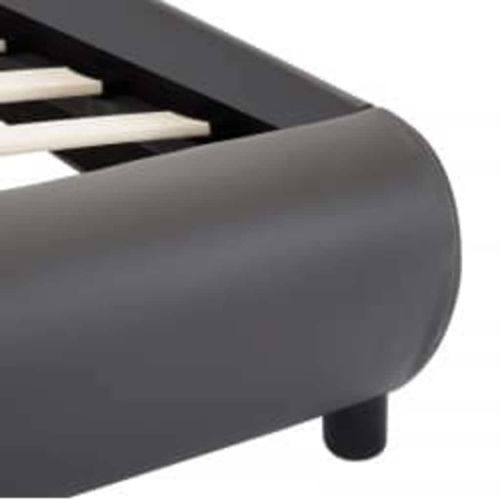 Рамка за легло с LED, сива, изкуствена кожа, 90x200 cм